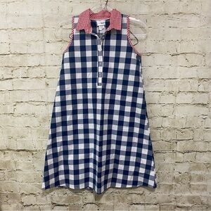 CWD Kids Blue White Plaid Gingham Red Cotton Sleeveless Shirt Dress